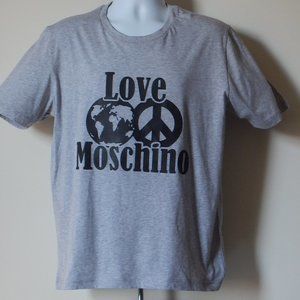 LOVE MOSCHINO EARTH PEACE 3D GRAPHIC T-SHIRT GRAY